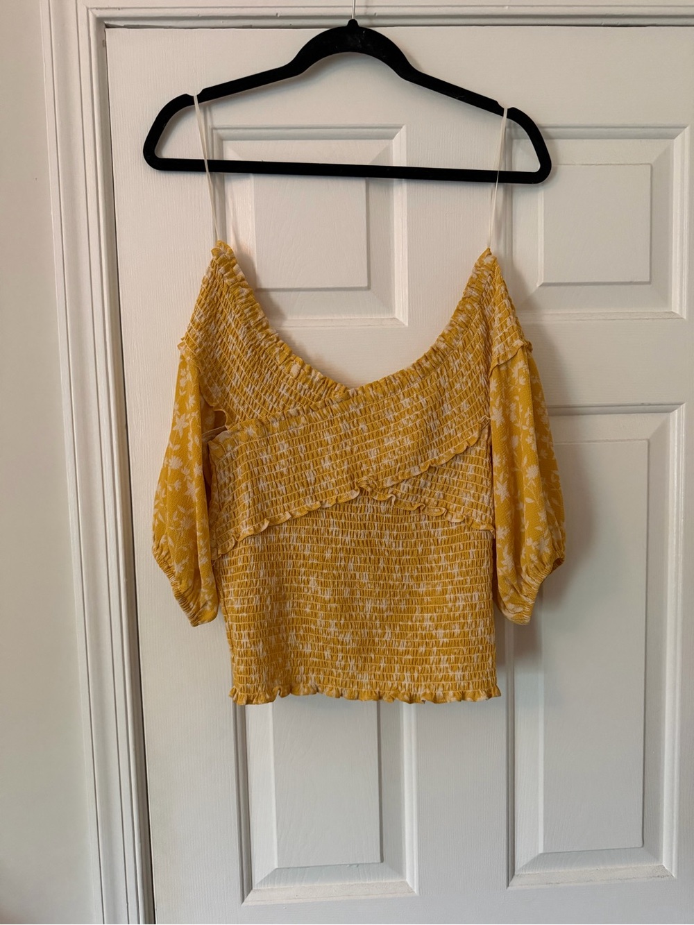 BB Dakota by Steve Madden Yellow Smocked Off-Shoulder Camisole